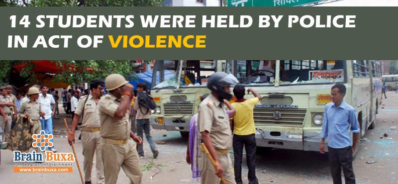 14 students were held by police in act of violence