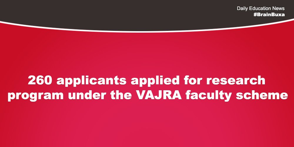 260 applicants applied for research program under the VAJRA faculty scheme