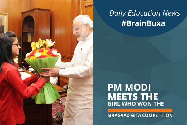 PM Modi meets the girl who won the Bhagvad Gita competition