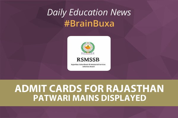 Admit Cards for Rajasthan Patwari Mains Displayed