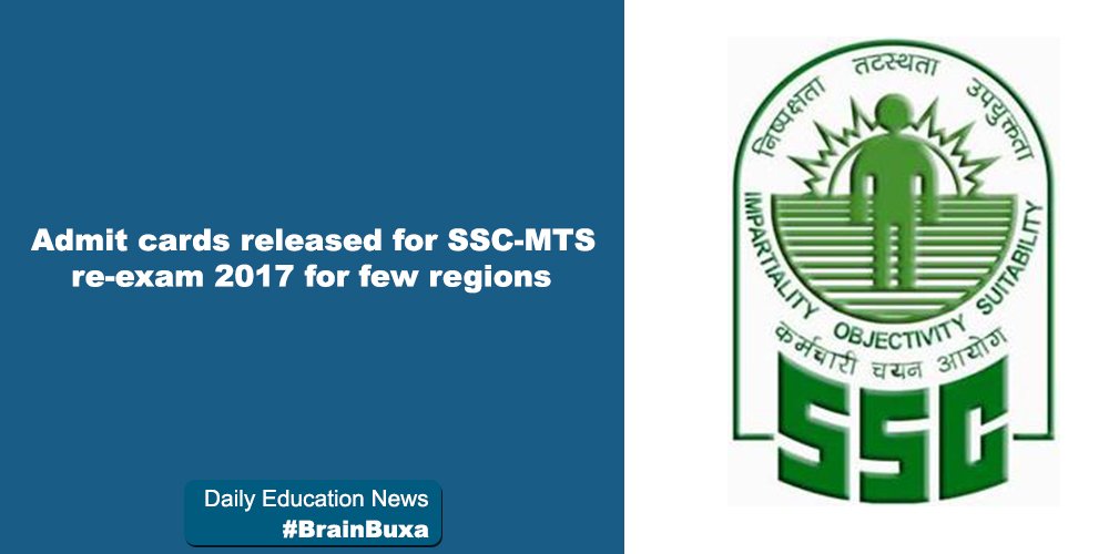 Admit cards released for SSC-MTS re-exam 2017 for few regions