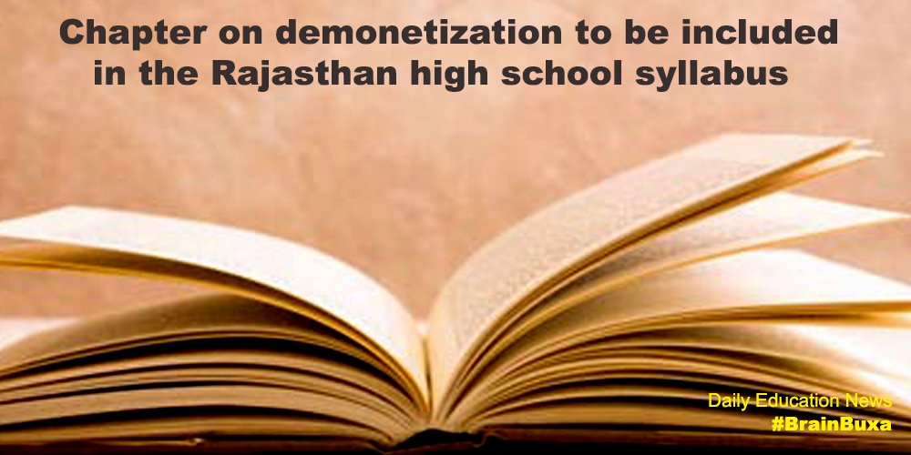 Chapter on demonetization to be included in the Rajasthan high school syllabus