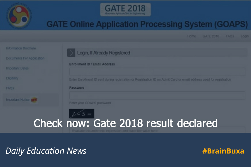 Check now: Gate 2018 result declared