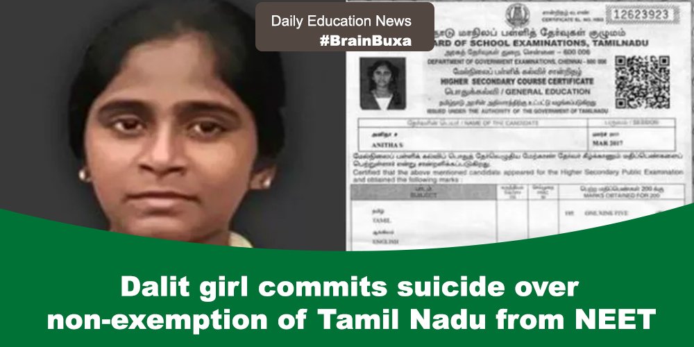 Dalit girl commits suicide over non-exemption of Tamil Nadu from NEET