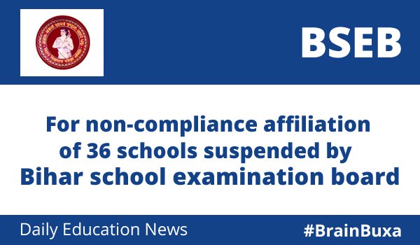 For non-compliance affiliation of 36 schools suspended by Bihar school examination board