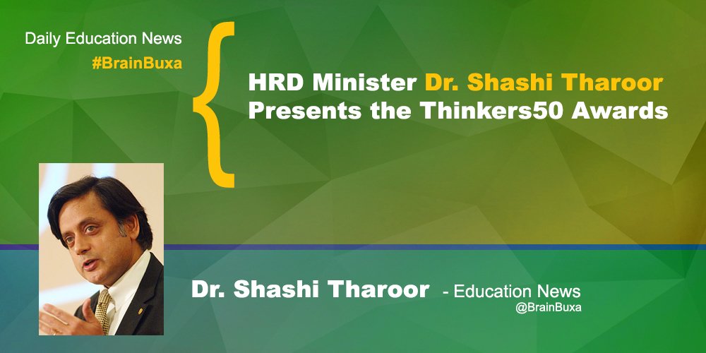 Image of HRD Minister Dr. Shashi Tharoor Presents the Thinkers50 Awards | Education News Photo