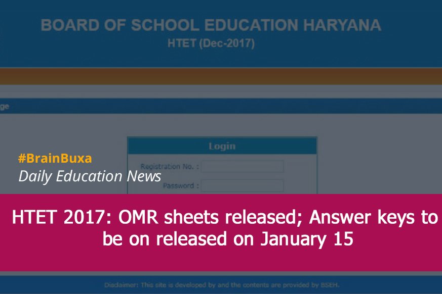 HTET 2017: OMR sheets released; Answer keys to be released on January 15