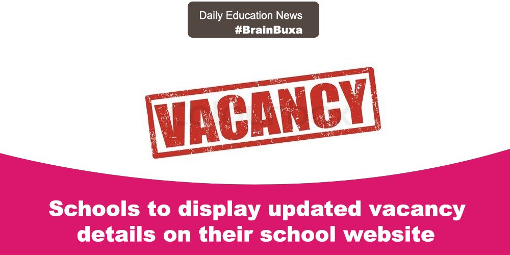 Schools to display updated vacancy details on their school website