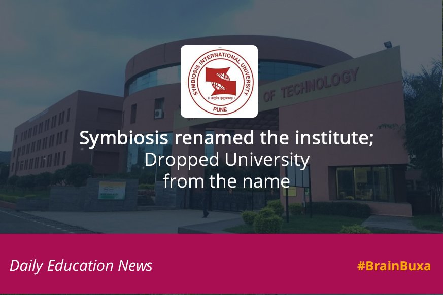 Symbiosis renamed the institute; Dropped University from the name