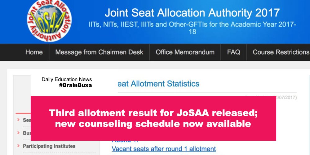 Image of Third allotment result for JoSAA released; new counseling schedule now available | Education News Photo