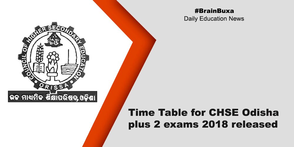 Time Table for CHSE Odisha plus 2 exams 2018 released