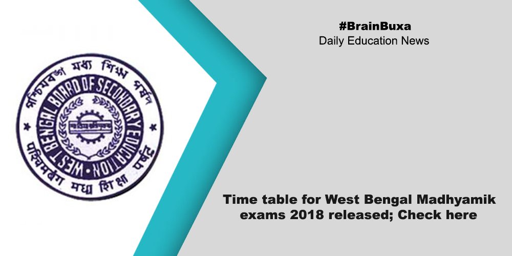 The time table for West Bengal Madhyamik exams 2018 released; Check here