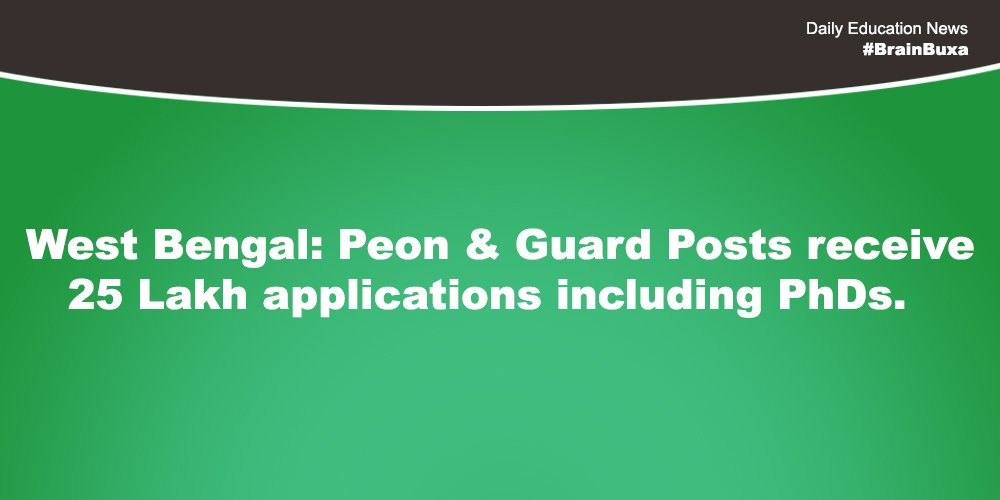 West Bengal: Peon & Guard Posts receive 25 Lakh applications including PhDs.